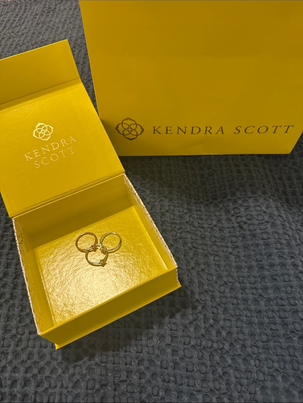 Kendra Scott Gold Stackable Ring Trio with Yellow Box